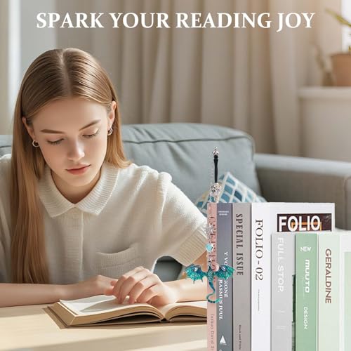 Fourth Wing Dragon Sword Cute Bookmark Book Mark for Reading Women Gifts - color: Silver Blue