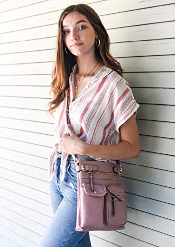 SG SUGU Katie Lightweight Medium Crossbody Bag Shoulder Bag with Multi Pocket for Women - color: Mustard