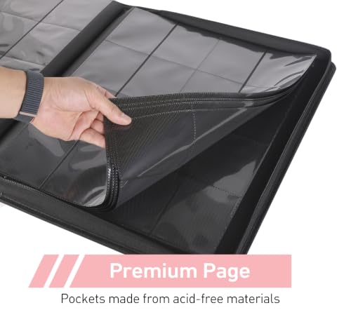 Top Loader Binder 16 Pocket, Holds 640+ Cards in 3" x 4" Toploaders, Ringless 20 Double-Sided Sleeves, Side-Loading, Spine Label with Maker Pen Toploader Binder for TCG, MTG, Sports Cards - color: Light Pink, size: 16-Pocket, Holds 640 Cards