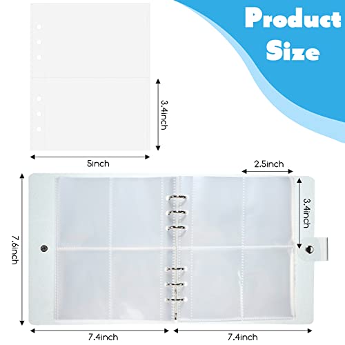 3 Inch 200 Pockets Photocard Binder Kpop Portable Photo Album Transparent Plus 5 Inch 40 Pockets Photo Pages Jelly 6 Ring Binder Cover for Albums Business Cards Postcards Picture Storage (White)