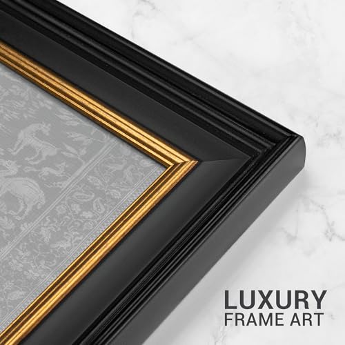 MUDECOR Premium Framed Wall Art Intricate Animal Pattern in Soft Gray Illustrations Impressionism Scenic Colorful for Living Room, Bedroom, Office - 26"x36" Black - color: A07-2308-irs31, size: 36"L x 26"W, style: Black Frame