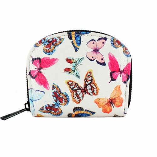 Small Zip Wallet Credit Card Wallet Coin change case Holder for women PU Leather(Butterfly) - color: Butterfly
