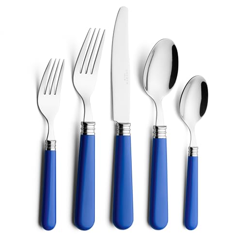 ANNOVA Silverware Set 20 Pieces Cutlery Stainless Steel Colorful Fun Handle Flatware Service for 4 - Dinner Knife, Dinner Fork, Salad fork, Dinner Spoon, Dessert Spoon (Sapphire Blue, 20 Pieces) - color: Sapphire Blue