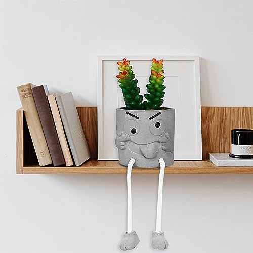 Zerzsy Artificialplant Succulents in Cement Pots with Hanging Leg, Kitchen Shelf Decor, Bathroom Shelf Decoraion, Home Sheves Decoration Accents, Office Wall Decor - Set of 1 - color: 1 Pcs Set/Tongue