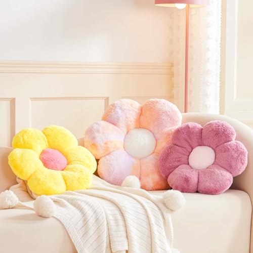 Kcvvcr Dusty Blue Flower Pillow, 17.7" Flower Shaped Plush Decorative Throw Pillow for Bed - color: Dusty Purple, size: 17.7 Inch