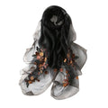 Jeelow Long Silk Blend Embroidered Floral Shawl Scarf Wrap for Women - color: Black Elegance