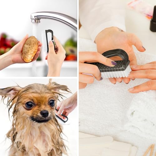 Larbois Handle Grip Nail Brush, Hand Fingernail Brush Cleaner Scrubbing Kit Pedicure for Toes and Nails Men Women (4 Pack) - color: Color-5