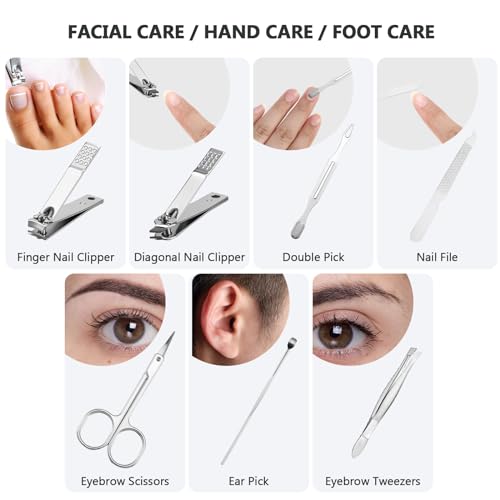 12 Set Manicure Set Bulk Mini Manicure Nail Clipper Kit 7 in 1 Stainless Steel Professional Nail Care Pedicure with Travel Portable Bag Grooming Kits for Women Men Home(Black) - color: Black