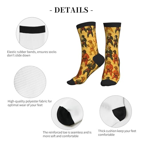 Crew Athletic Socks Funny Crazy Casual Sports Novelty Dress Socks for Women Men Running Hiking - color: Funny Yellow Dog
