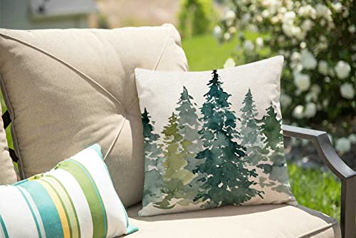 Solekla Throw Pillow Case Watercolor Grey Fir Trees Forest Cotton Linen Square Cushion Cover Standard Pillowcase for Men Women Kids Home Decorative Sofa Armchair Bedroom Livingroom 18 x 18 inch - color: Sl219