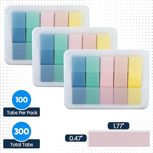 Essex Wares - 300 Pieces, 5 Boho Colors, Transparent Sticky Notes Tabs - color: Boho Colors