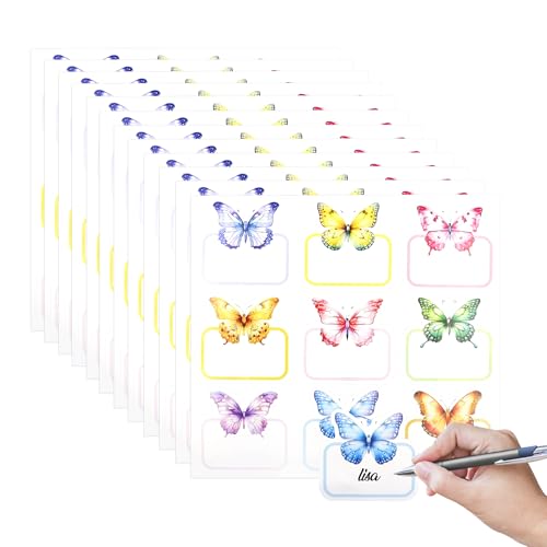 108 Pieces Butterfly Name Tag Stickers, Self Adhesive Blank Name Labels - color: 108 Butterfly