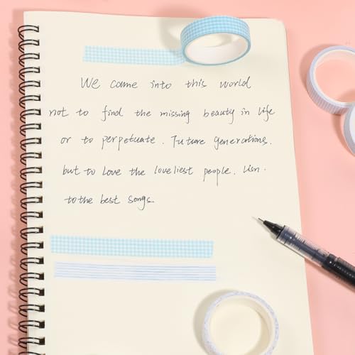 5 Rolls Basic Washi Tape Set, Adhesive Masking Skinny Decorative Tapes for Arts, DIY Crafts, Journals, Planners, Scrapbooking, Wrapping