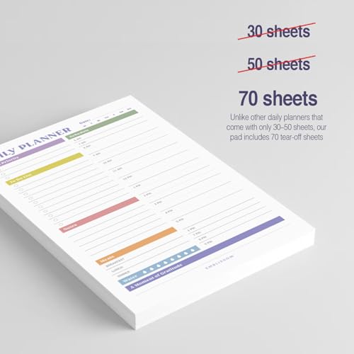 Daily Planner Notepad, 5.5 x 8.5" Tear-Off Pad – 70 Undated Sheets Focus-Enhancing Desktop Organizer with Hourly Schedule, To-Do List for Work, School (White, Colorful, 1 Pack) - size: Colorful, 1 Pack