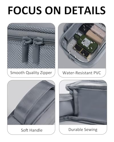 Moyad TSA Approved Toiletry Bag Clear Quart Size Travel Bags Makeup Bag - color: Grey, size: 1 Pack, Handle