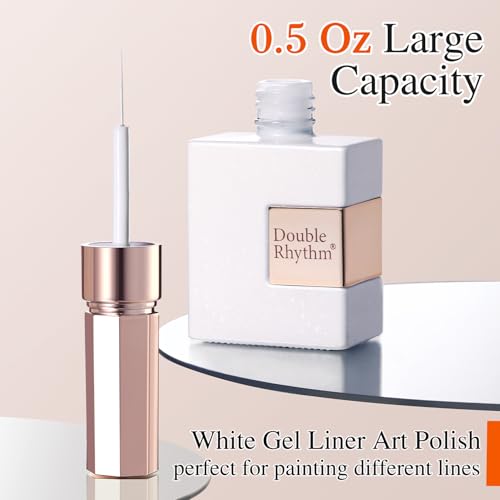 Double Rhythm 15 Ml Metallic Gel Liner Nail Art Bronze Mirror Chrome Painted Drawing Stripper 3D Effect Polish (White Liner Art -L1006) - color: White