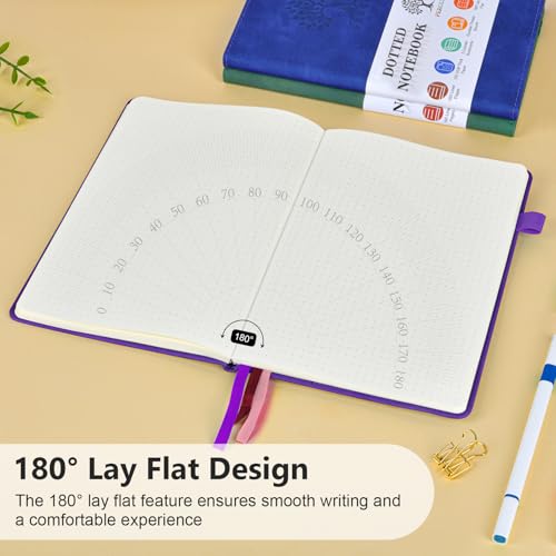 Dotted Journal 5.9"×8.5", 160 Pages Dot Grid Notebook, Bullet Journaling - color: Purple, size: Dotted Page