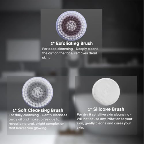 4 Replacement Brush Heads for Model Ga-7266P Facial Cleansing Brush Deep Pore Cleansing Gentle Exfoliating & Remove Blackhead Acne Exfoliating Soft Head Set