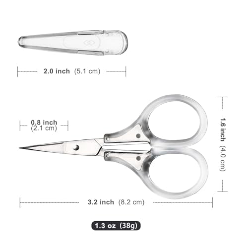 SCAIKTIG Small Craft Scissors, 3" Tiny Travel Scissors Tsa Compliant with Cover, Sharp Scissors all Purpose, Straight Fine Tips Mini Sewing Scissors Set, Precision Detail Paper Cutting, Transparent - color: Transparent Handle