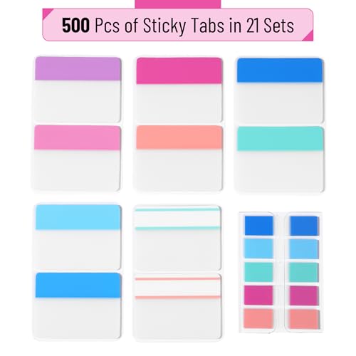 Mr. Pen- Sticky Index Tabs, 500 Pcs, 21 Sets, Colorful - color: Flamingo
