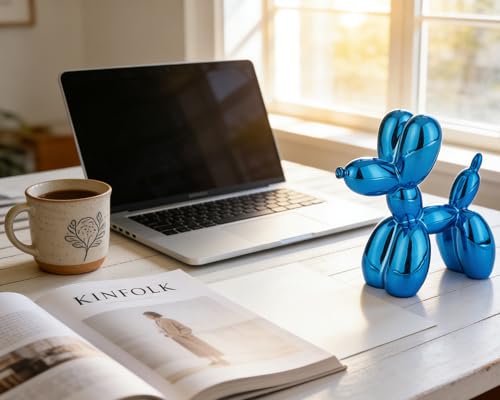 4 Inch Shiny Blue Balloon Dog Sculpture - color: Shiny Blue