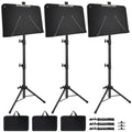 Mdvora 3 Pack Adjustable Sheet Music Stand, with Carry Bag Clip Holder - color: 3 pack black, size: Standard Version
