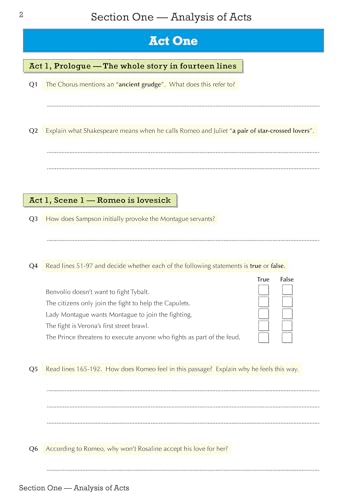 Romeo & Juliet Workbook Inc Answers