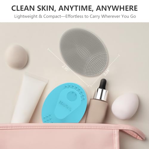 Silicone Face Scrubber 4 Pack, BEAUTAIL Manual Facial Cleansing Brush - color: Black+starlight+pink+blue