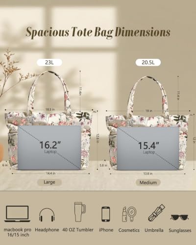 Miss Adola Large Aesthetic Corduroy Tote Bag for Women - color: Pink Floral, size: Large