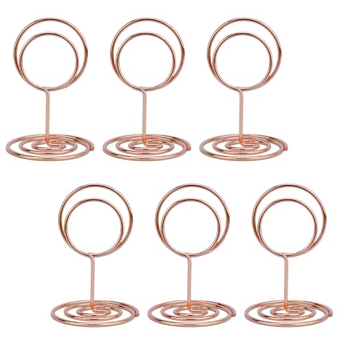 Jofefe 20pcs Mini Place Card Holders, Cute Table Number Holders, Small Table Card Holder Tables Number Stands, Wire Photo Picture Menu Clips for Wedding centerpieces, Anniversary Party (Rose Gold) - color: Rose Gold