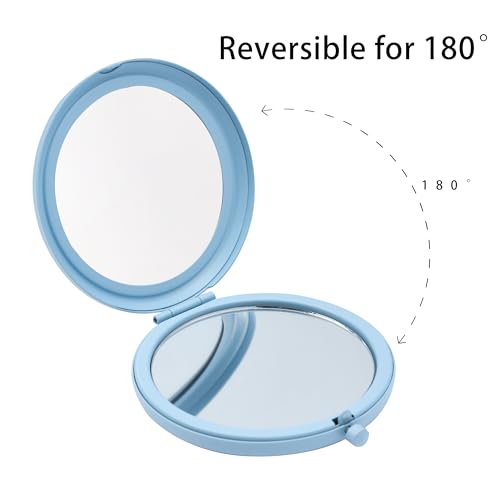 Compact Mirror for Purse, Metal Round Shell, Double-Sided 1X/2X Magnifying, Portable Travel Makeup Mirror, Mini Pocket Mirror, Aquamarine,4 Packs - color: Aquamarine