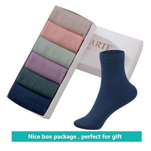 MAGIARTE Womens Mini Crew Cotton Socks,6 Pairs - color: Color#10