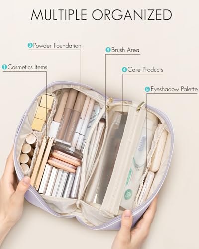 VLANDO Make up Bag,Women Travel Toiletry Case,Carry Handle,Purple - color: 08-Purple