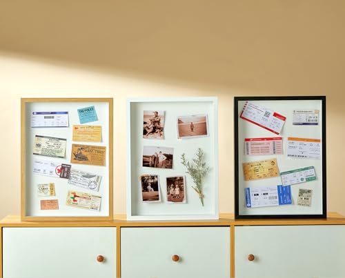 12x16 Large Shadow Box Frame with Thickened Acrylic Panel & Pins - color: Black + Thickened Panel + Foam Packaging, size: 12x16
