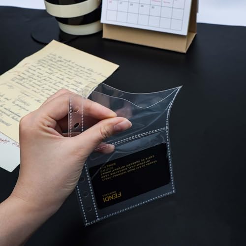 40 Sheets A6 Binder Sleeves Clear Page Protectors 3.4''x3'' 2 Pockets Plastic Photo Album Refill for 6 Ring Binder Cards Cash Photocards - size: A6 3.4''x3'' 2 Pockets