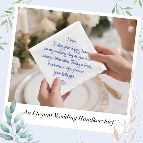 Wedding Handkerchief, Something Blue for Bride, Mother of the Bride Gift - color: Mom