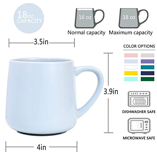 Bosmarlin Large Glossy Ceramic Coffee Mug, Tea Cup for Office and Home, 18 oz, Suitable for Dishwasher and Microwave(Blue, 1) - color: Blue