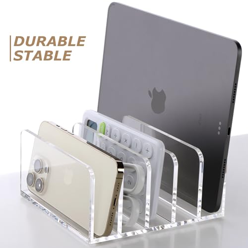 SANRUI 5 Slot Acrylic Mail Sorter Holder, Clear Letter File Desk Organizer - size: 5 Compartments Rectangle