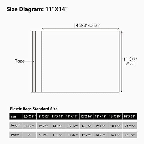 50 Pack Acid-Free Crystal Clear Sleeves Storage Bags for 11x14 Art Prints - size: 11x14 50 Pack