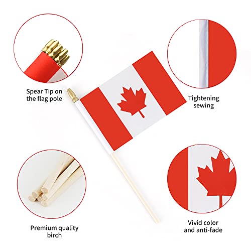 25Pack Small Canada Flag Handheld Mini Canadian Flag on Stick 5x8 Inch - color: Canada