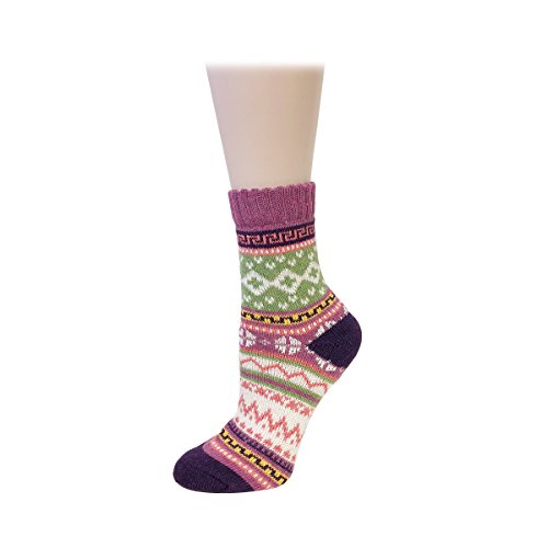 Bowbear Women’s 5-Pair Vintage Pattern Wool Socks - color: Swedish, size: 9-11
