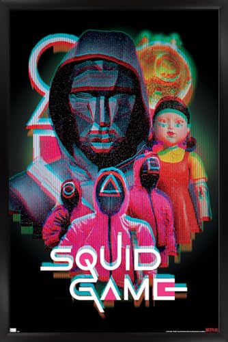 Netflix Squid Game: Season 2 - Group Glitch Wall Poster, 34L" x 22.4W", Black Framed Version - color: Black Framed Version, size: 34"L x 22.4"W
