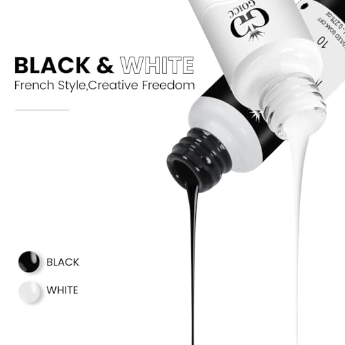 Black White Gel Nail Polish Liner Set Thin Brush for Nail Art French Tips - color: B6