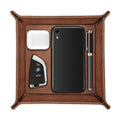SITHON Valet Tray Desktop Storage Organizer Nightstand Caddy Holder - color: Brown