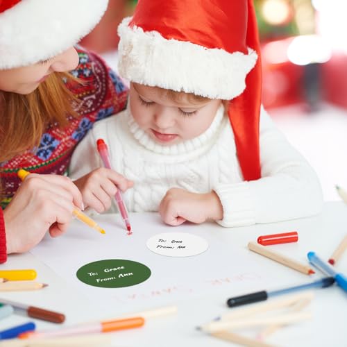 Whaline 315Pcs Christmas Paper Gift Tag Sticker 2.5 Inch Red Green White Circle Present Sticker to and from Self Adhesive Blank Seal Label for Gift Party Favor Marking, 3 Colors - color: Christmas