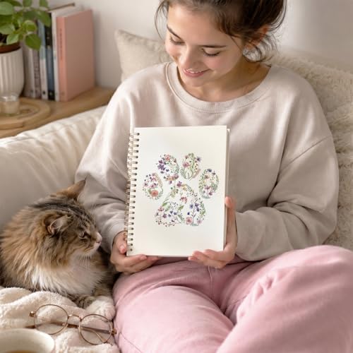 VONTP Cute Dog Paw Floral Journal Notebooks, 5.5x8.3 Inches - color: 001-Dog