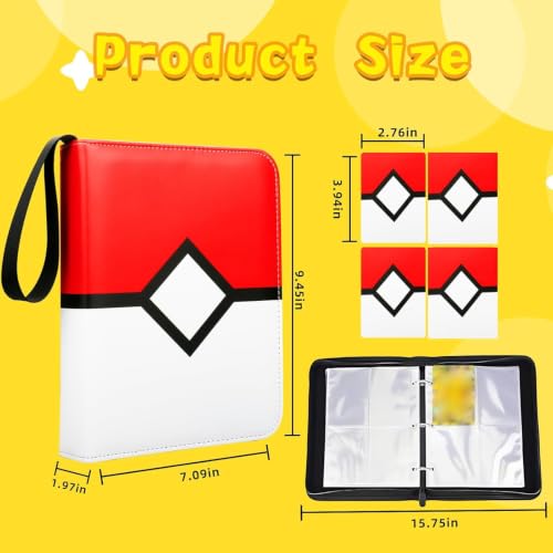 Card Binder 4 Pocket Trading Collection Binder Holds 400 Cards