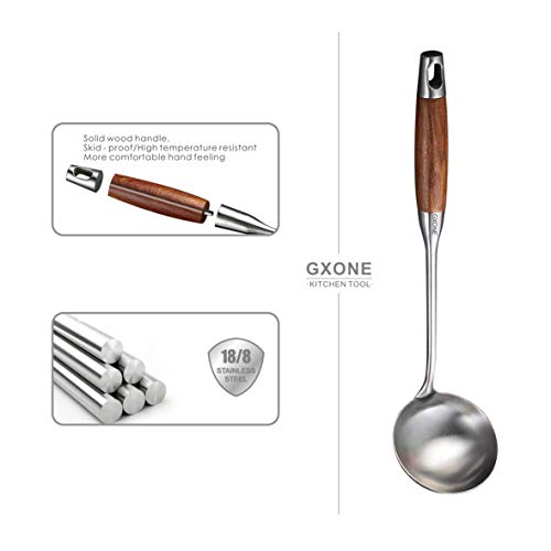 Soup Ladle,304 Stainless Steel Cooking Ladle with Wooden Handle,14.6Inch - style: Soup Ladle-wood handle