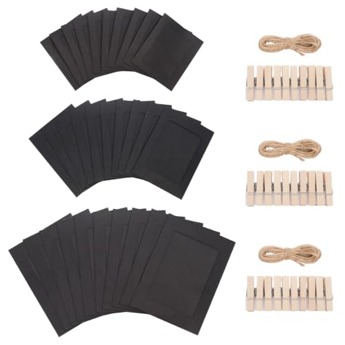 30Pcs Black Paper Photo Frames with String & Clips,3Size - color: Black, size: 3x4inch & 4x6inch & 5x7inch