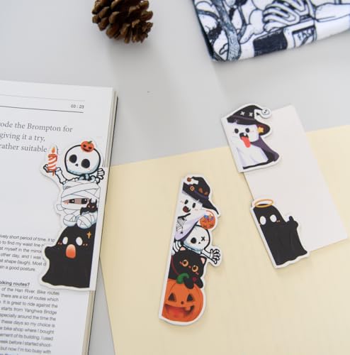 5pcs/Set Cute Magnetic Bookmark, Funny Peeping Ghost Book Marker Clip for Teachers, Students, Book Lovers Gifts, Printing on 2 Side (Ghost) - color: Ghost